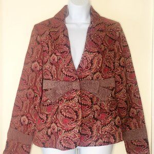 Vintage Bow Front Paisley Floral Blazer Jacket Cottage Core Academia Victorian
